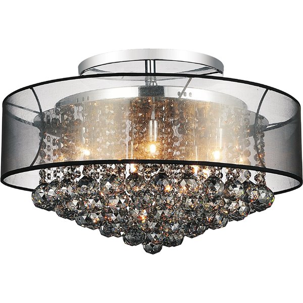 CWI Lighting Radiant Flush-Mount Light -12-Light - Chrome/Smoke Glass ...