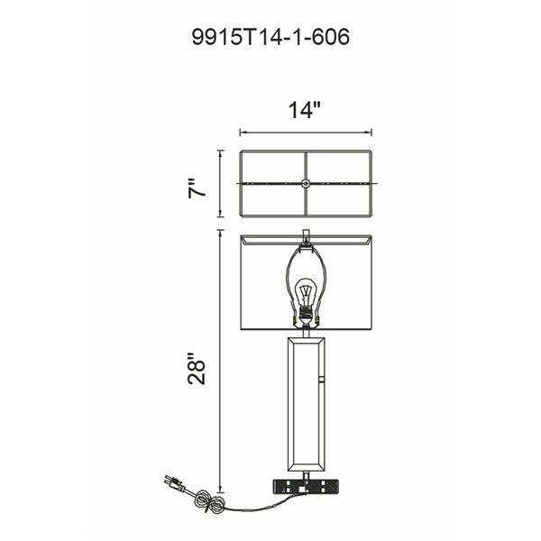 CWI Lighting Torren 1-Light Table Lamp with Satin Nickel Finish