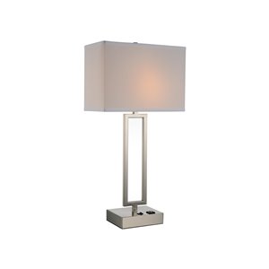 CWI Lighting Torren 1-Light Table Lamp with Satin Nickel Finish