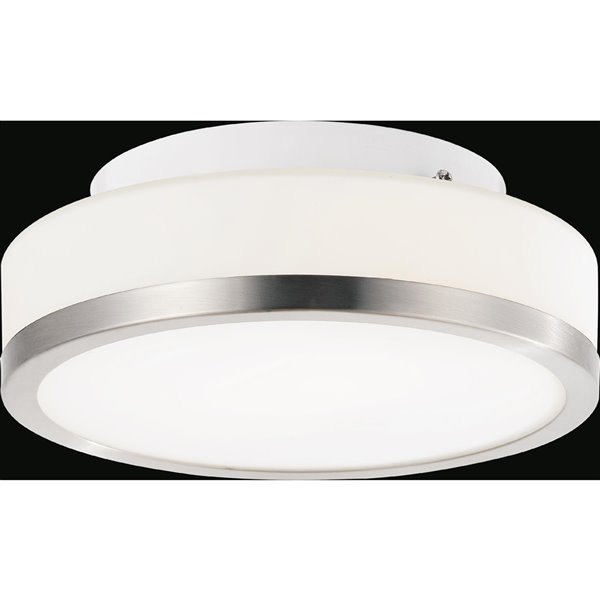 CWI Lighting Frosted 1-Light Drum Shade Flush-Mount Light with Satin Nickel Finish