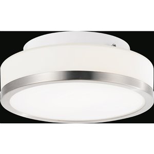 CWI Lighting Frosted 1-Light Drum Shade Flush-Mount Light with Satin Nickel Finish