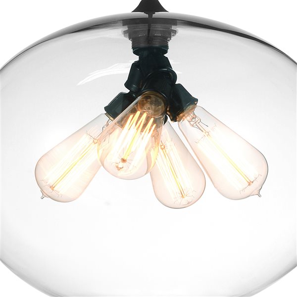 CWI Lighting Glass Pendant Light - 4-Light - Transparent