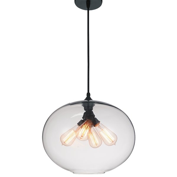 CWI Lighting Glass Pendant Light - 4-Light - Transparent