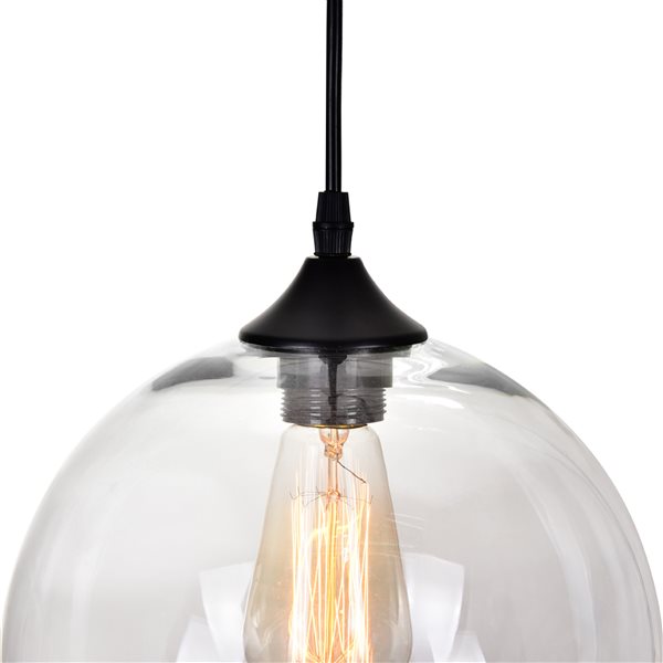 CWI Lighting Glass Mini Pendant Light - 1-Light - 10-in - Clear Glass