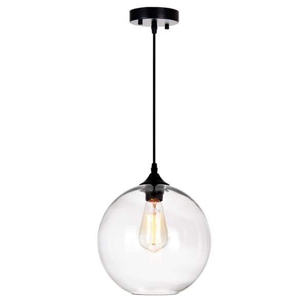 CWI Lighting Glass Mini Pendant Light - 1-Light - 10-in - Clear Glass