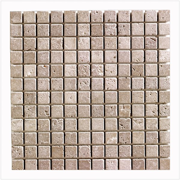 Mono Serra Group Tumbled Marble 12'' x 12'' Travertino Noce 1-in x 1-in 10 sq. ft / case