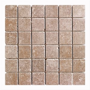 Mono Serra Group Tumbled Marble 12'' x 12'' Travertino Noce 2-in x 2-in 10 sq. ft / case