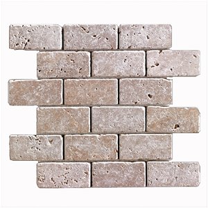Mono Serra Group Tumbled Marble 12'' x 12'' Travertino Noce 2-in x 4-in 10 sq. ft / case