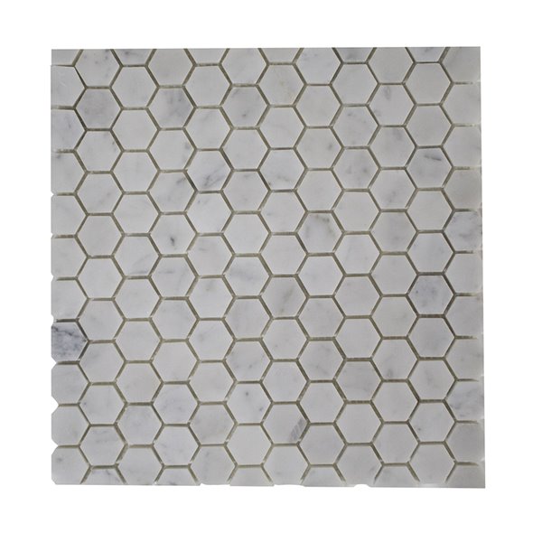 Mosaïque murale hexagone en porcelaine Mono Serra, 12 po x 12 po, blanc de  Carrare