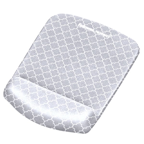 Fellowes PlushTouch Mouse Pad with Wrist Rest - Gray Lattice