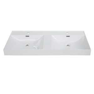 Dessus de meuble lavabo double de Streamline, 47,2 po x 18,5 po, blanc