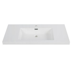 Dessus de meuble lavabo simple de Streamline, 39,4 po x 18,5 po, blanc