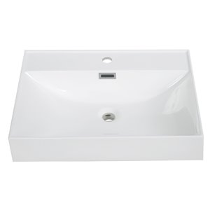 Dessus de meuble lavabo simple de Streamline, 23,6 po x 18,5 po, blanc