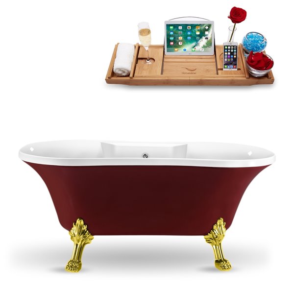 Streamline Freestanding Oval Bathtub - Center Drain - 32-in x 60-in ...
