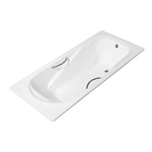 Baignoire en fonte encastrée rectangulaire de Streamline, 30 po x 59 po, blanc lustré
