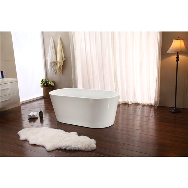 Streamline Freestanding Oval Bathtub, 58 X 30 White Bathtub