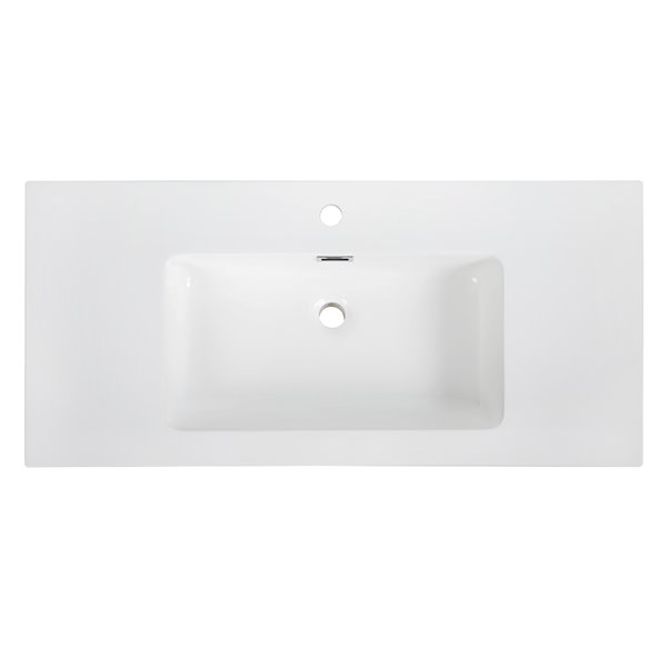 Streamline Modern Vanity Top with Single Sink - 39.4-in x 18.5-in - White