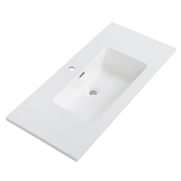 Streamline Modern Vanity Top with Single Sink - 39.4-in x 18.5-in - White