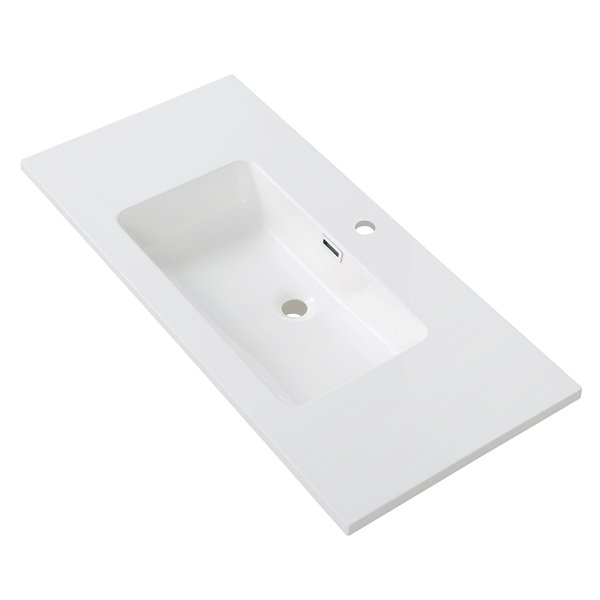 Streamline Modern Vanity Top with Single Sink - 39.4-in x 18.5-in - White