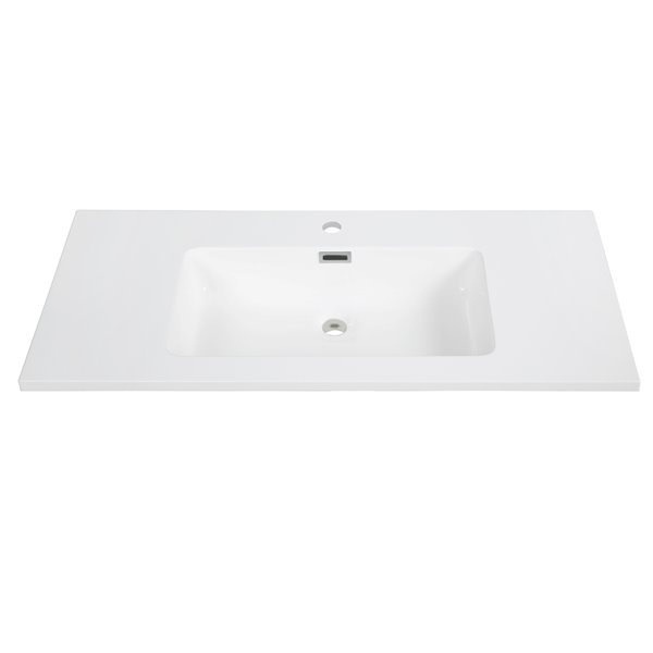 Streamline Modern Vanity Top with Single Sink - 39.4-in x 18.5-in - White