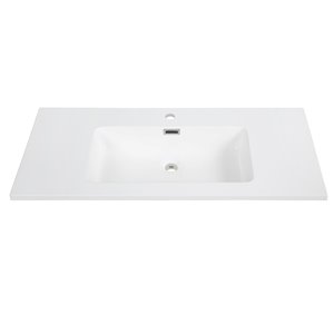 Dessus de meuble lavabo simple en résine de Streamline, 39,4 po x 18,5 po, blanc
