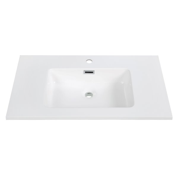 Dessus De Meuble Lavabo Simple En Resine De Streamline 31 5 Po X 18 5 Po Blanc Rona