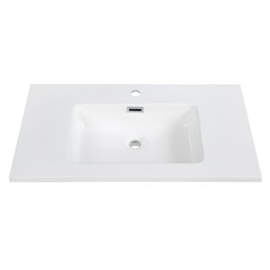 Dessus de meuble lavabo simple en résine de Streamline, 31,5 po x 18,5 po, blanc
