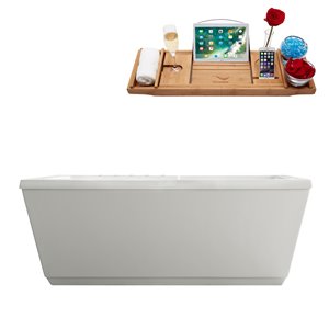 Baignoire autoportante rectangulaire en acrylique de Streamline, 32 po x 59 po, blanc lustré