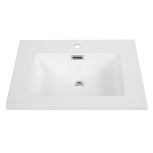 Dessus de meuble lavabo simple en résine de Streamline, 23,6 po x 18,5 po, blanc