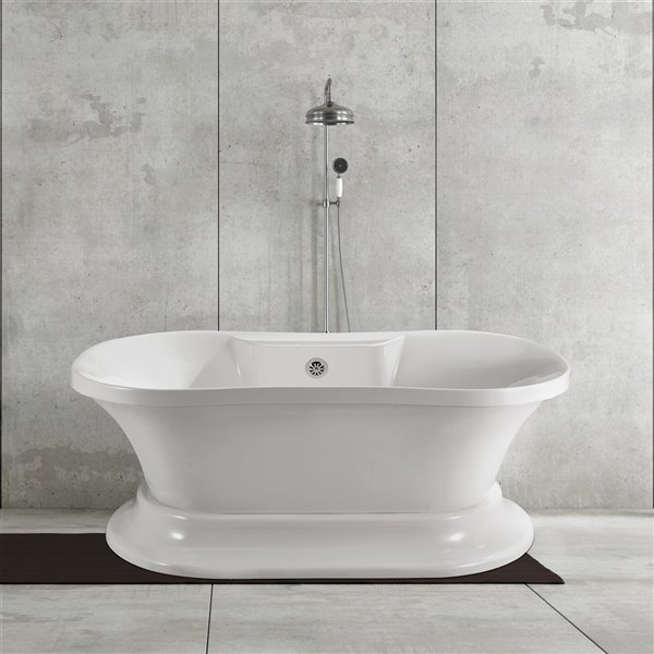 Streamline Freestanding Oval Bathtub 32in x 60in Glossy White