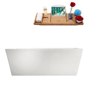 Baignoire autoportante rectangulaire en acrylique de Streamline, 32 po x 67 po, blanc lustré