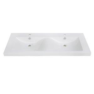 Dessus de meuble lavabo double en résine de Streamline, 47,2 po x 18,5 po, blanc