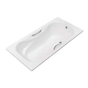 Baignoire encastrée rectangulaire en fonte de Streamline, 30 po x 63 po, blanc lustré