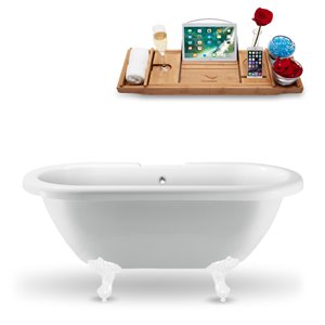 Streamline Freestanding Oval Bathtub - External Drain - 29-in x 67-in - Glossy White Acrylic