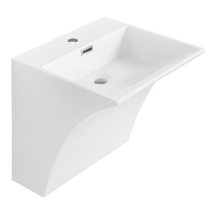 Lavabo de salle de bains mural de Streamline, 19,7 po x 17,7 po, blanc