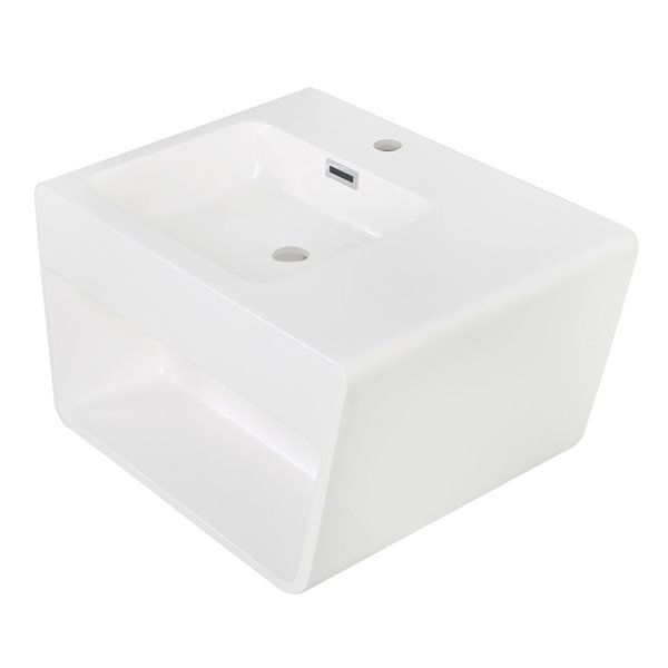 Streamline Bathroom Sink with Integrated modern storage - 23.6-in x 17.7-in - White