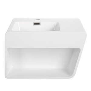 Lavabo de salle de bains mural de Streamline, rangement intégré, 23,6 po x 17,7 po, blanc