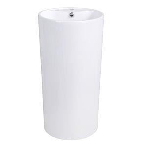 Lavabo sur pied moderne de Streamline, 17,7 po x 32,3 po, blanc