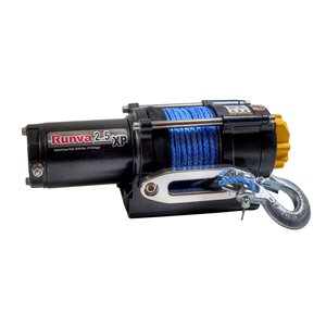 Treuil électrique avec corde synthétique de Runva, 12 V, 2 500 lb, moteur de 2,6 hp