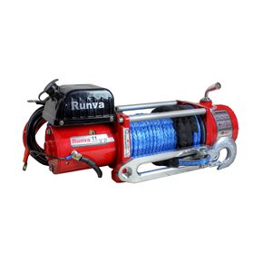 Treuil électrique avec corde synthétique de Runva, 12 V, 16 000 lb, moteur de 6,5 hp