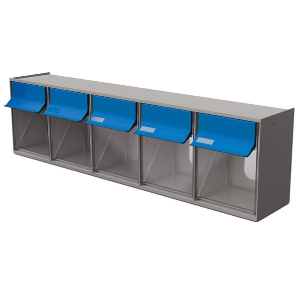 Tilt Bin G2  d'Ideal Security, 5 bacs, gris/bleu