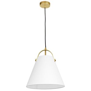 Dainolite Emperor Pendant Light - 1-Light - 13-in x 11-in - Aged Brass/White