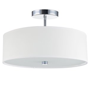 Dainolite Semi-Flush Mount Light - 3-Light - 14.25-in - Polished Chrome and White