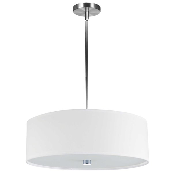 Luminaire suspendu à 4 lumières Everly de Dainolite, 20 po x 5 po, chrome poli et blanc