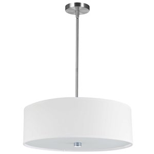 Luminaire suspendu à 4 lumières Everly de Dainolite, 20 po x 5 po, chrome poli et blanc