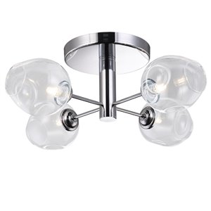 Dainolite Semi-Flush Mount Light - 4-Light - 20.5-in - Polished Chrome/Clear Glass