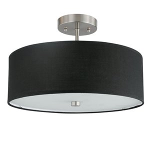 Semi-plafonnier à 3 lumières de Dainolite, 14,25 po, chrome satiné et noir