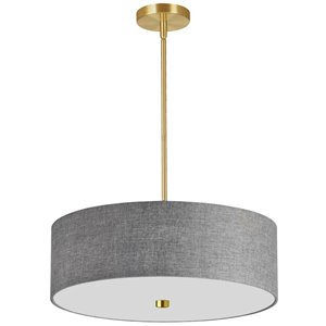 Luminaire suspendu à 4 lumières Everly de Dainolite, 20 po x 5 po, laiton vieilli et gris