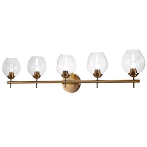 Dainolite Abii Vanity Light - 5-Light - 34.1-in - Vintage Bronze and Clear Glass