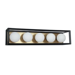 Dainolite Signature Vanity Light - 5-Light - 26.5-in - Black and Aged Brass
